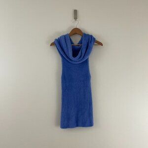 Free People Blue Iris Fuzzy Knit Cowl Neck Sleeveless Sweater Size Medium